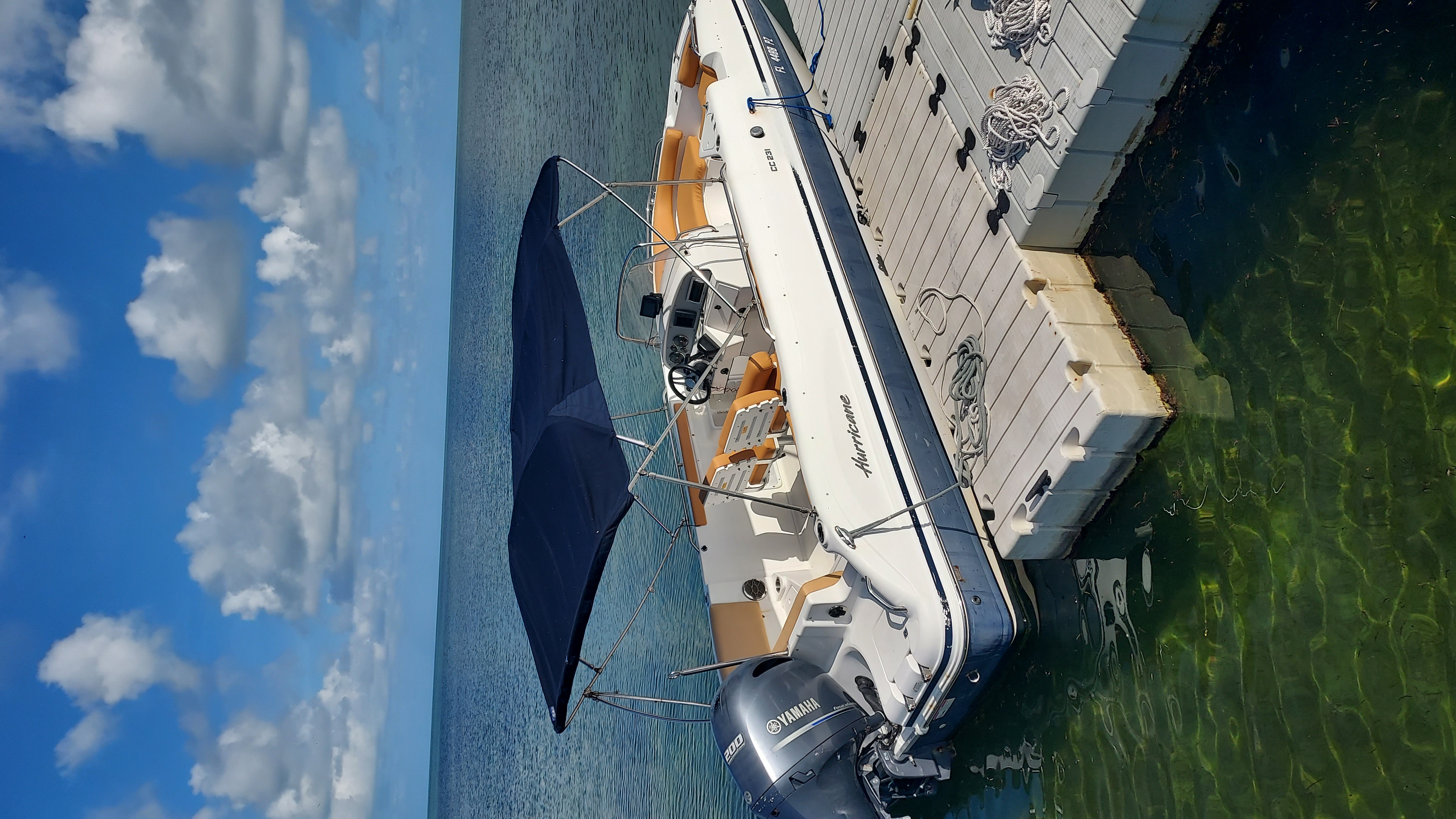 Deck boat — bimini top for shade